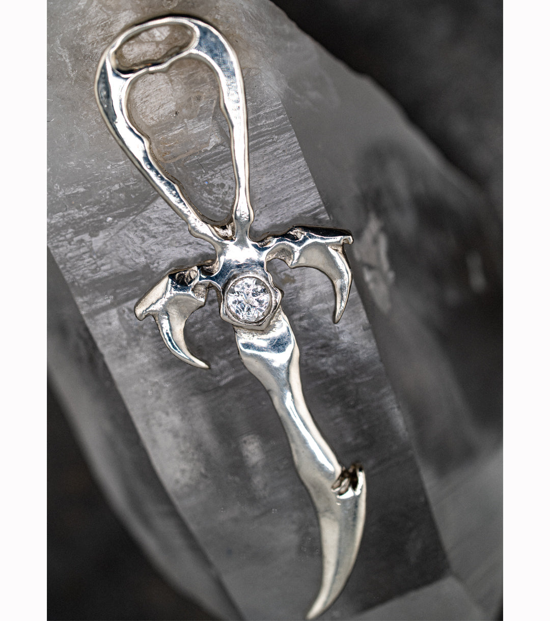 White Sapphire & 925 Silver Vampire Ankh - Mystery Control x Endless Night